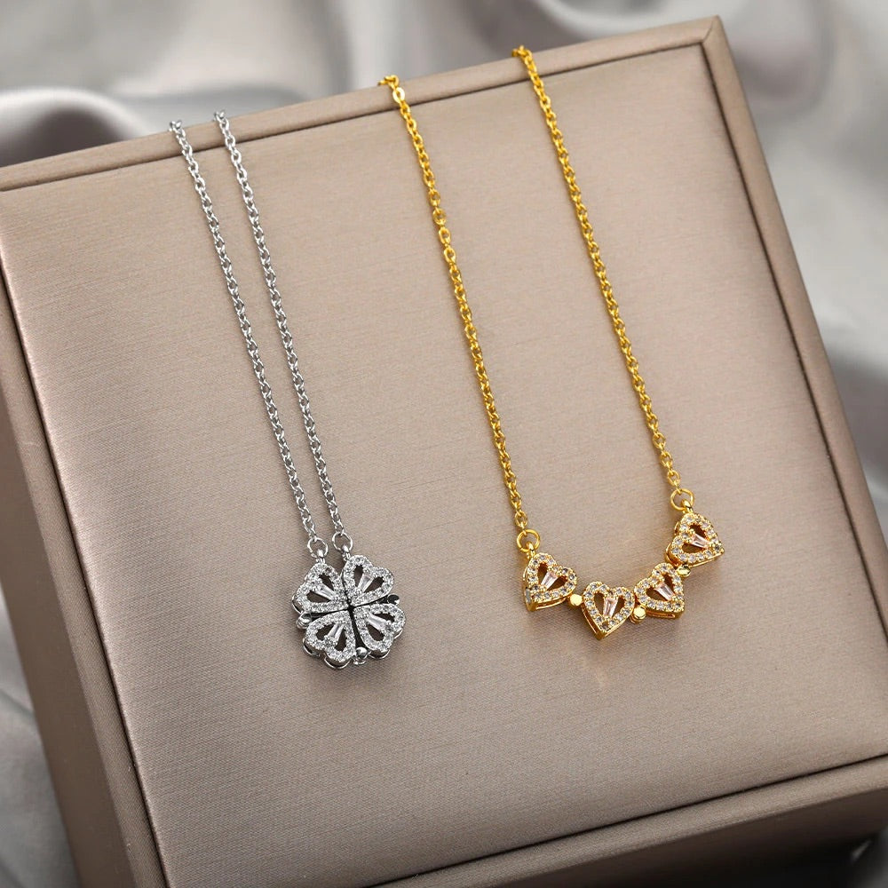 Rose Gift Box Four -Leaf Grass Necklace Heart Necklace