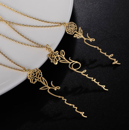 Birth Month Flower Name Necklace – alternate product view
