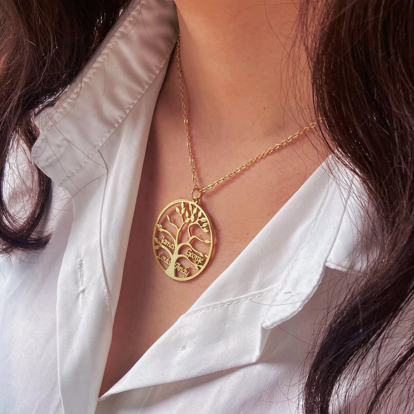 Personalized Engraved Family Tree of Life Necklace