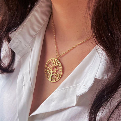 Personalized Engraved Family Tree of Life Necklace – close-up product detail