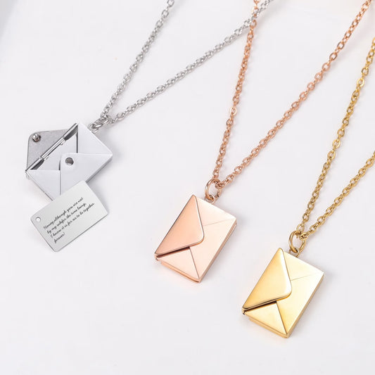 Handmade Message Envelope Necklace - custom personalized jewelry main product image