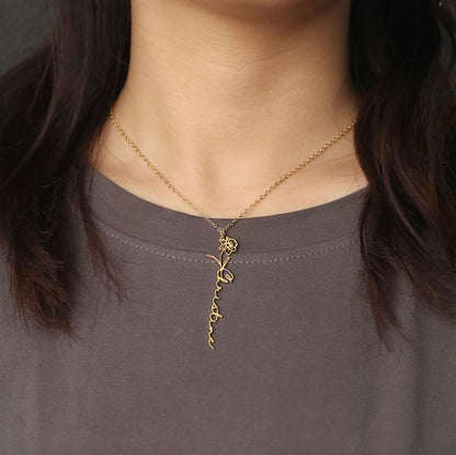 Birth Month Flower Name Necklace – close-up product detail