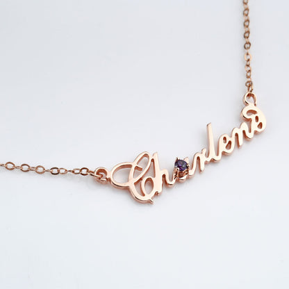 Sparkling Silver Name Necklace with Diamonds – alternate product view