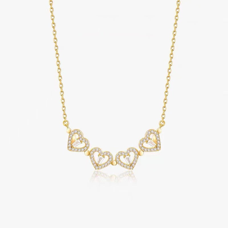 Rose Gift Box Four -Leaf Grass Necklace Heart Necklace