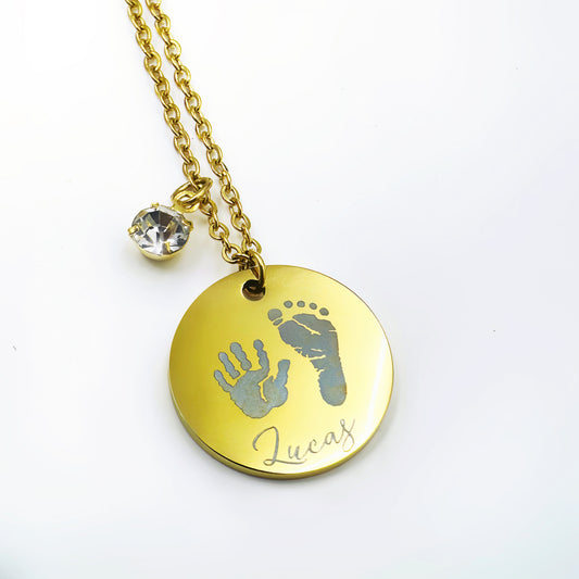 Personalized Kid Hand and Foot Print Necklaces - custom personalized jewelry main product image