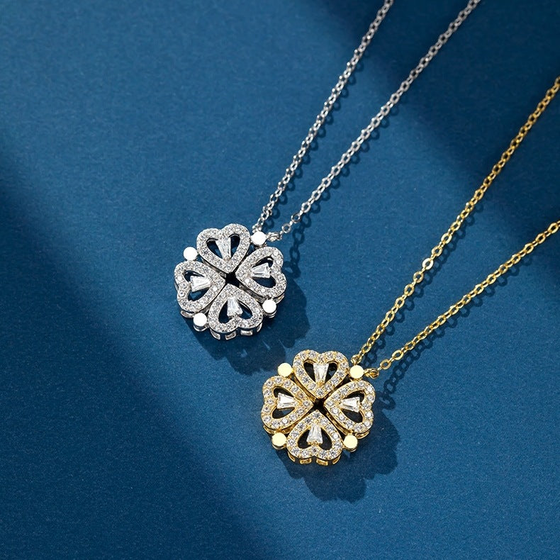 Rose Gift Box Four -Leaf Grass Necklace Heart Necklace