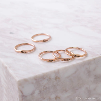 Personalized Tiny Name Ring - Minimalist Style – material and finish detail