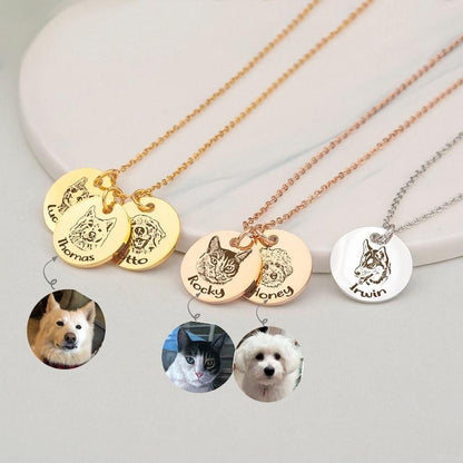 925 Sterling Silver-Pet Portrait Name Necklace – alternate product view