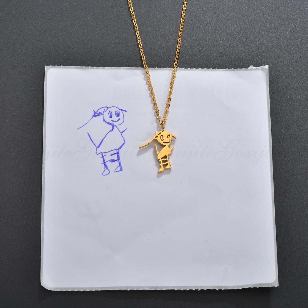 Personalized Doodle Drawing Necklace - Artistic Pendant Jewelry