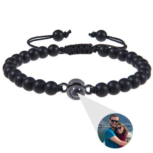 Personalized Circle Photo Bead Bracelet - custom personalized jewelry main product image