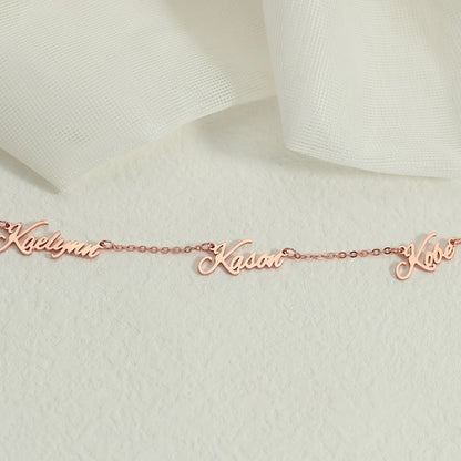 Handcrafted Multiple Name Necklace – size and style reference
