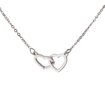 Double Interlocking Hearts Name Necklace – personalization and design detail
