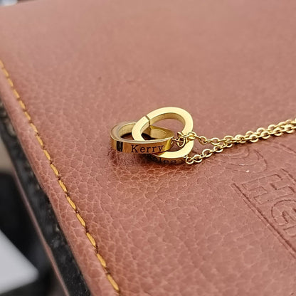 Double Interlocking Hearts Name Necklace – size and style reference