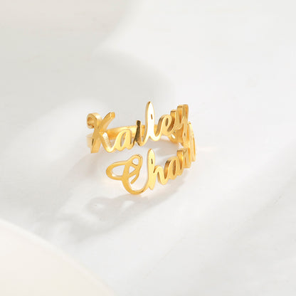 Handcrafted Sterling Silver Double Name Ring – personalization and design detail