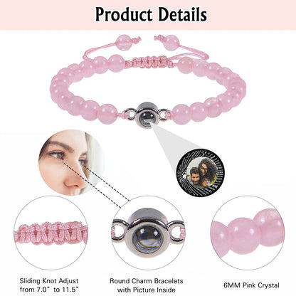 Personalized Circle Photo Bead Bracelet – personalization and design detail