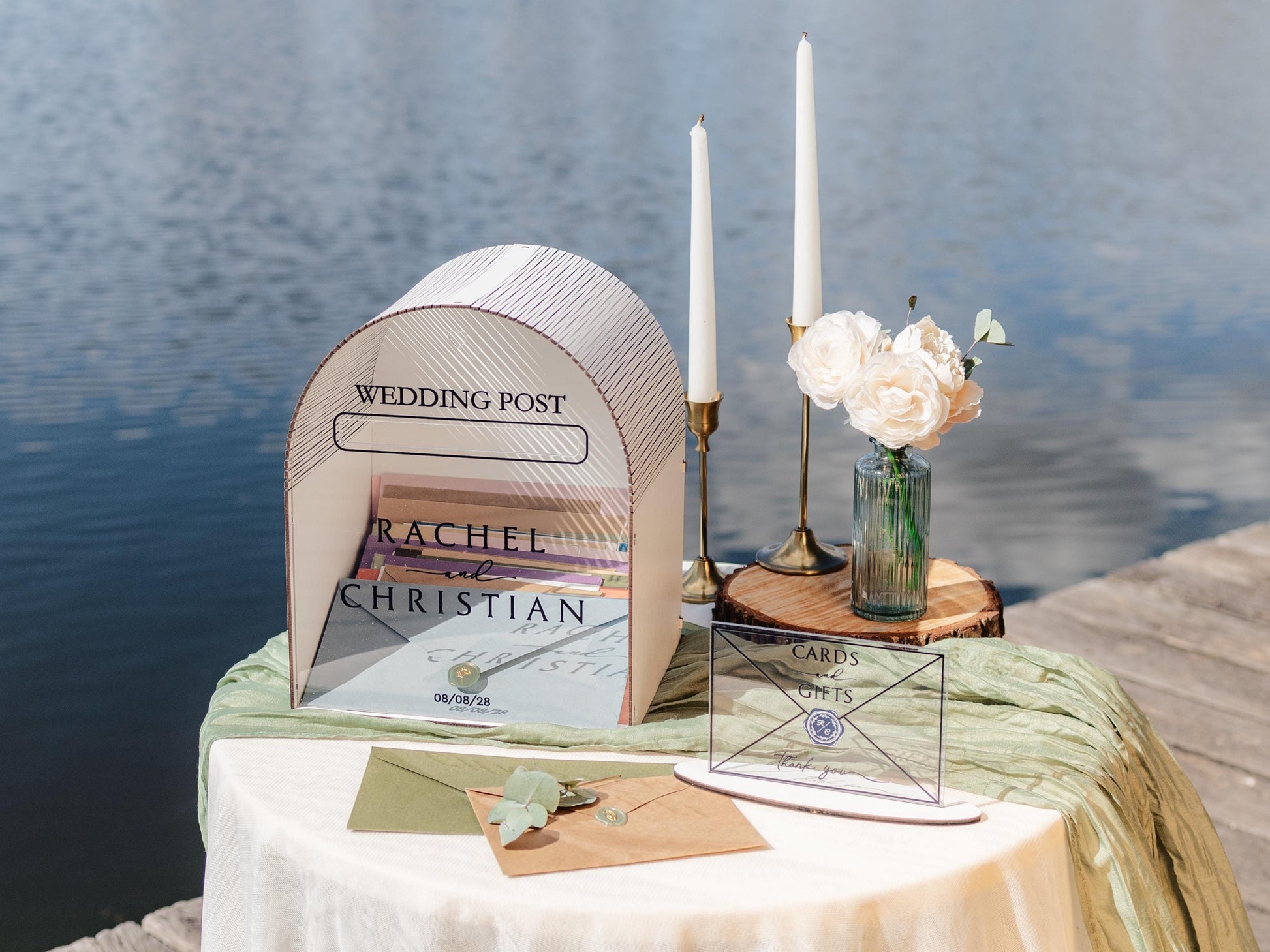 Personalized wedding post box reception display