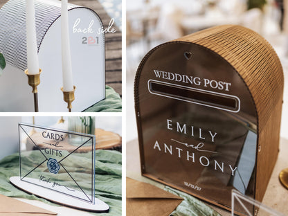 Wedding post box and matching cards and gifts sign